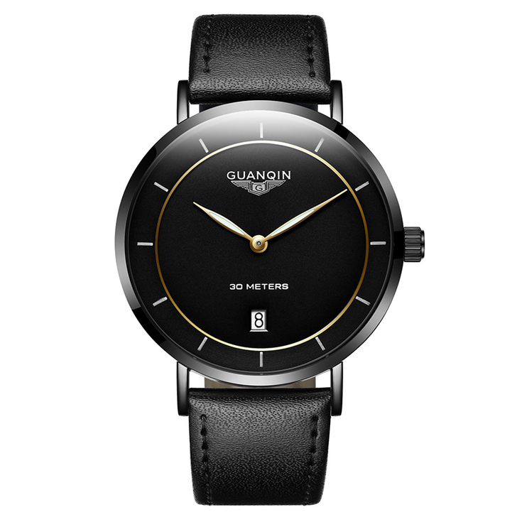 新款 冠琴正品手表男士超薄真皮带石英表 潮...