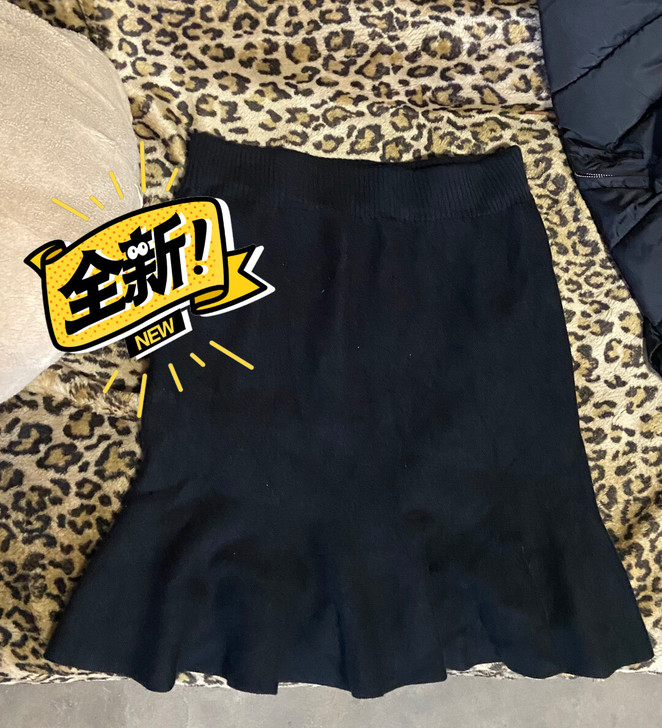 针织鱼尾裙 均码 黑色