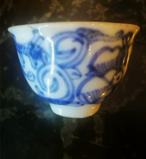 青花老物件小茶碗一只，青花酒杯，东西全品 ...