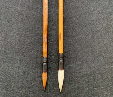 老毛笔福寿一对,金羽牌扬州湖笔厂 福为辽尾...