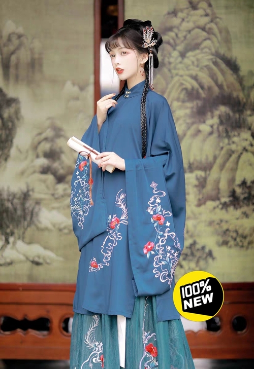 ＃全新，仅试穿＃玉术原创汉服女百灵明制斜襟...