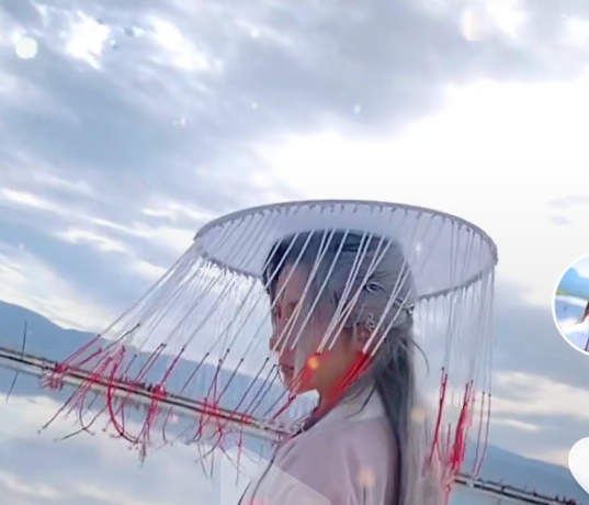 手工唐风汉服幕篱/斗笠 流苏古风摄影拍摄道...