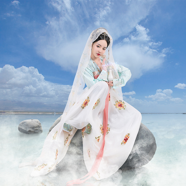 都城南庄汉服上官月原创新品浅色齐胸襦裙日常...