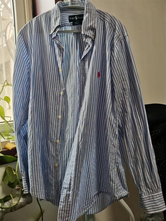 稻草外贸 拉夫 小马表 蓝白条纹衬衫