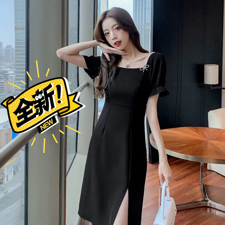 连衣裙女2021新款复古中长款