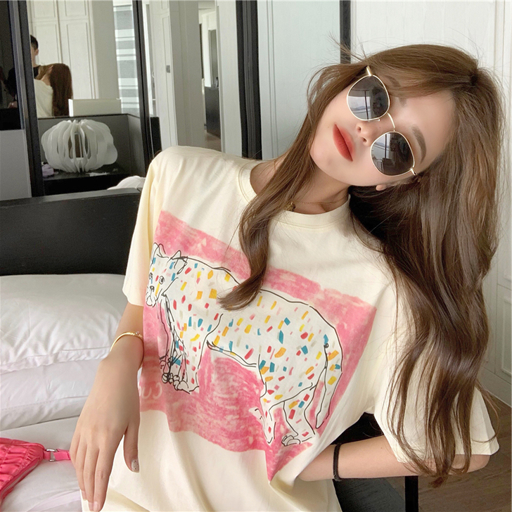 短袖T恤夏季2021年新款女ins宽松小个...