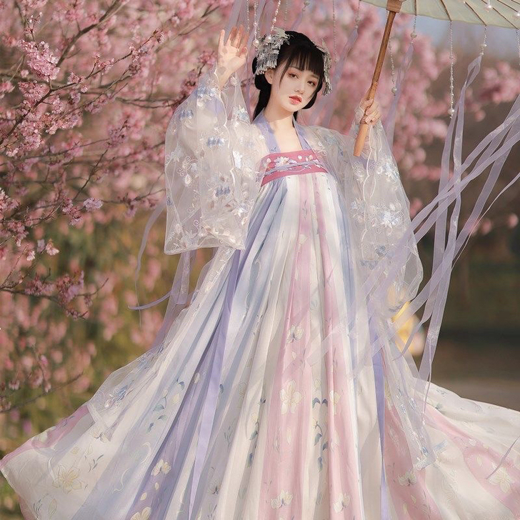 茗月萱齐胸襦裙套装汉服女刺绣正品春夏秋款日...