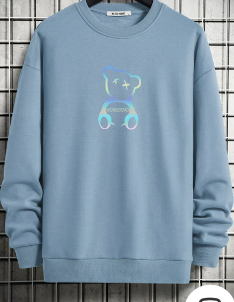 小熊卫衣男潮牌潮流ins春秋款加绒加厚保暖...