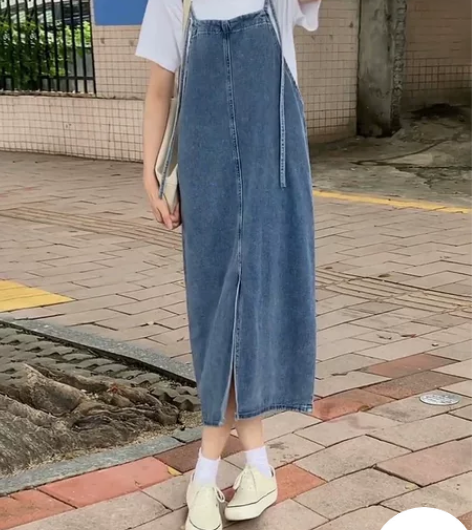牛仔背带裙女夏季2022新款韩版宽松显瘦设...