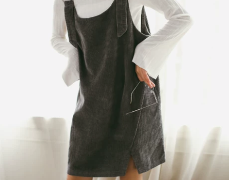 chic背带裙秋冬女休闲2018新款中长款...