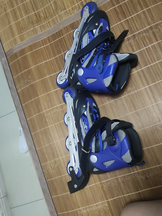 旱冰鞋,单排,230买的,滑轮带跑马闪光灯...