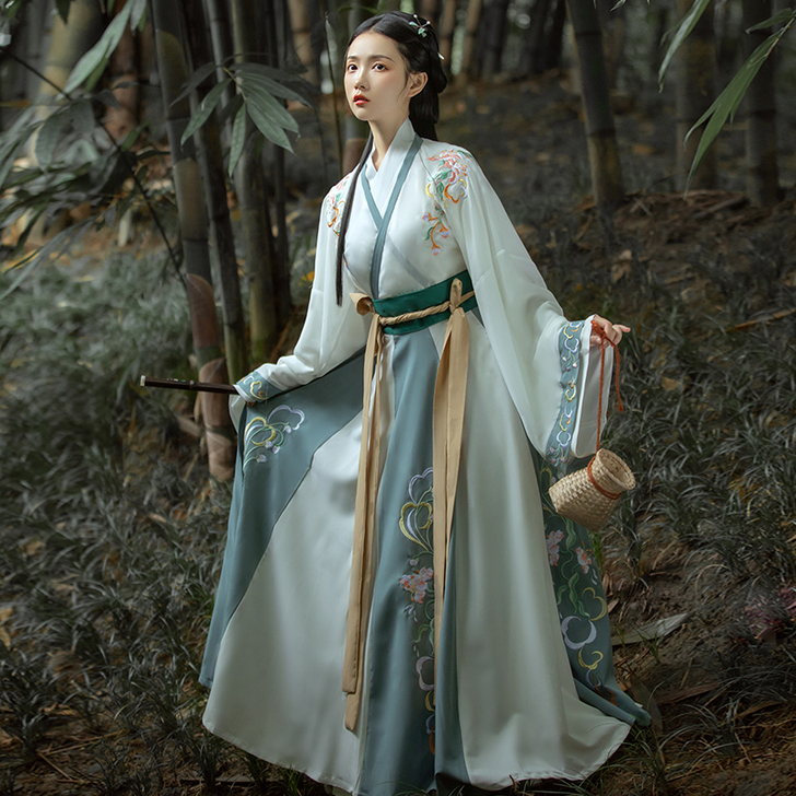 笑寒千韵岗原创汉服女夏季薄款中国风晋制襦裙...