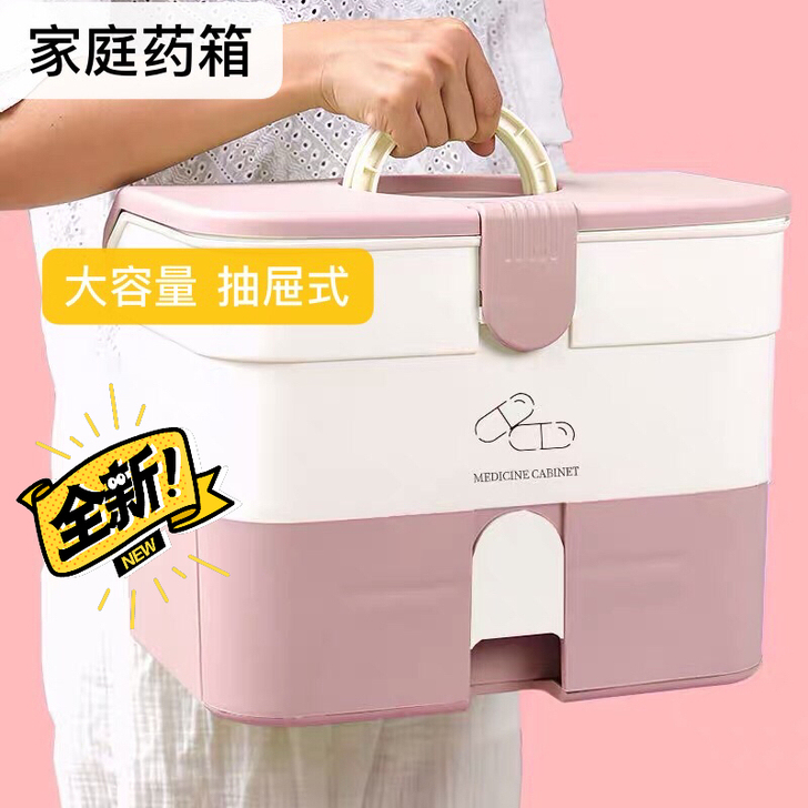 药箱家庭装药品药物收纳盒小医疗箱急救包大容...