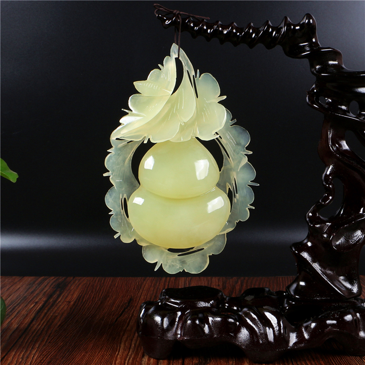 辽宁岫玉摆件玉器摆件玉石葫芦天然玉石摆件客...