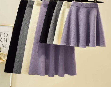 秋冬新款韩版针织半身短裙女糖果系宽松显瘦伞...