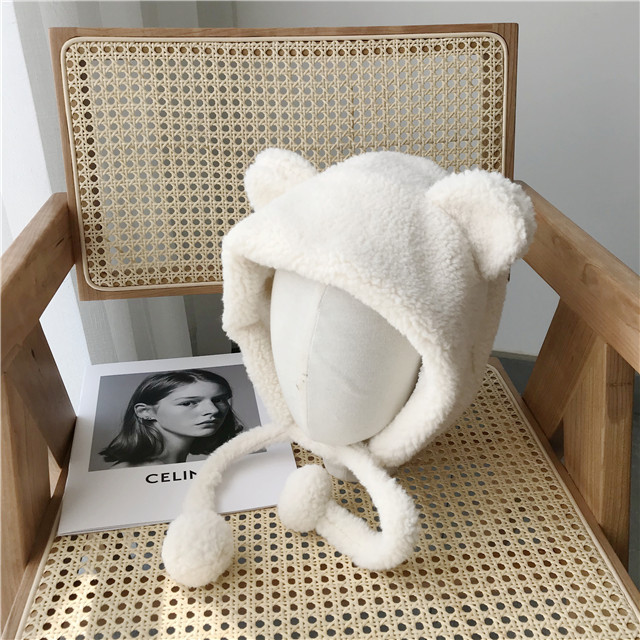 雷锋帽可爱小熊耳朵护耳韩版百搭毛绒ins网...