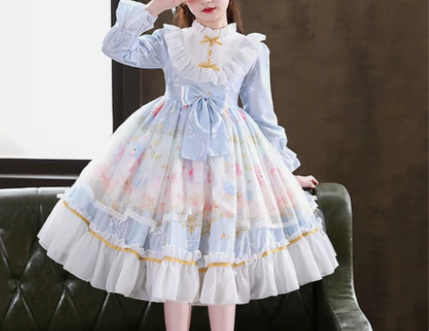 连衣裙正牌春秋迪士尼洛丽塔公主裙女童夏季短...