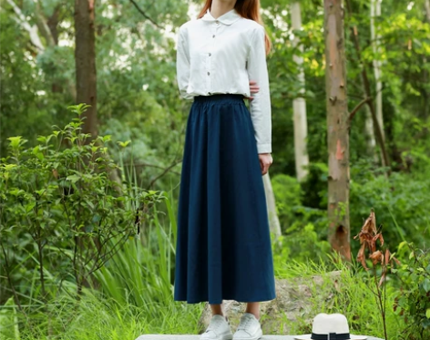 2021棉麻中长款半身裙森女文艺班服裙子春...