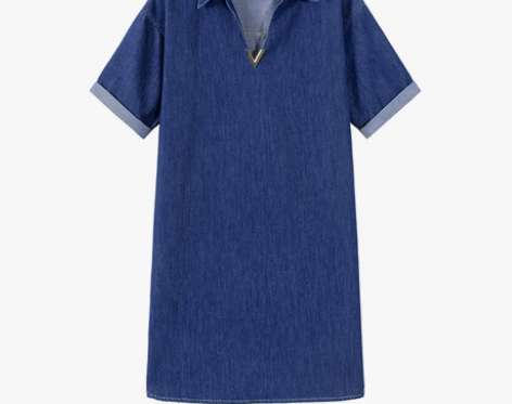 Ayuko 2021新款复古V领天丝牛仔连...