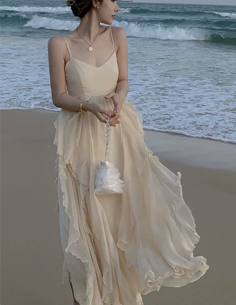 长裙法式超仙度假沙滩裙女海南三亚旅游性感露...