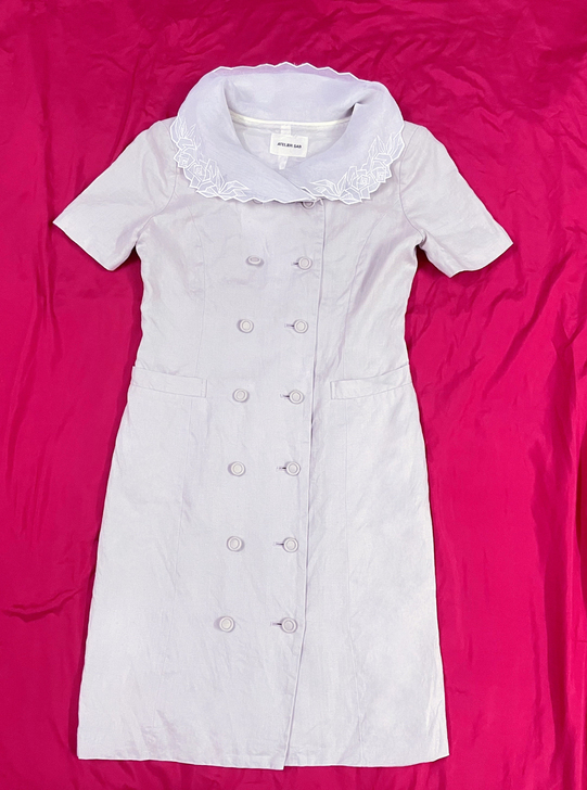 日本vintage翻领连衣裙 水无花音vi...