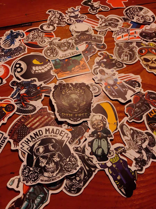 50张个性摩托车潮牌涂鸦贴纸行李箱滑板冰箱...