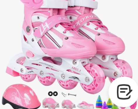 直排溜冰鞋儿童可调男童女童闪光轮滑鞋全套旱...