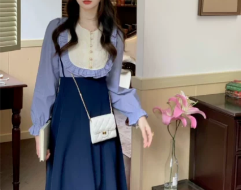 Mimo dk白塔玫瑰 法式复古条纹衬衫背...