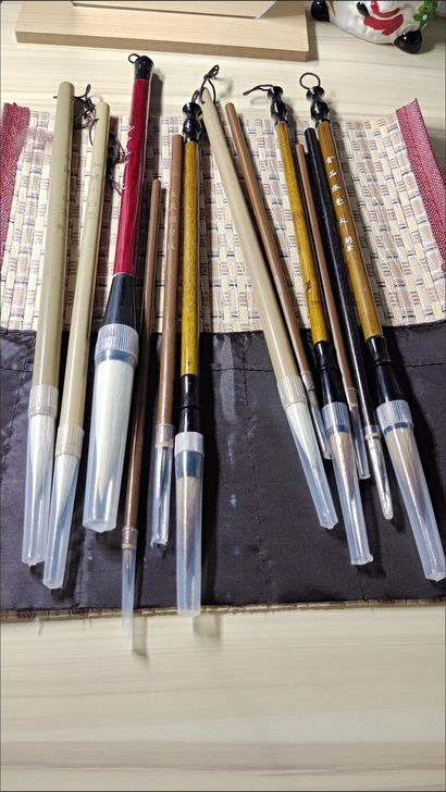 全新包邮12支毛笔送笔帘毛笔用来写书法画国...