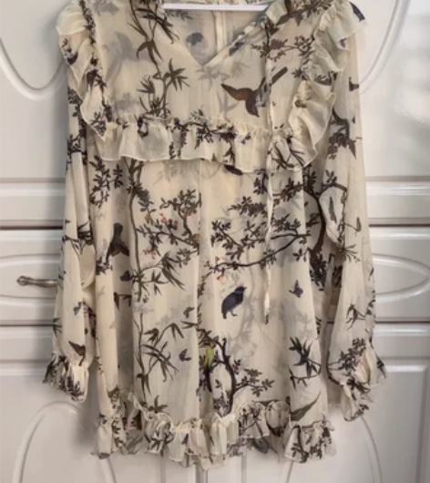 雪纺荷叶边蝴蝶结长袖连体裤 均码 穿过一次...