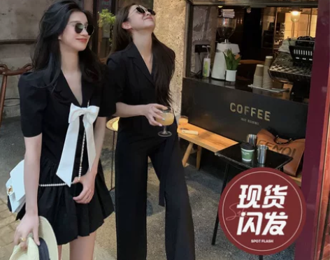 『短袖西装连体裤』 博主私服款~赢在职场的...