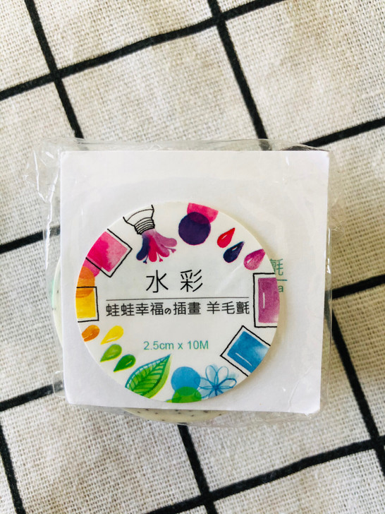 蛙蛙幸福的插画 水彩和纸胶带大年雾面 全新...