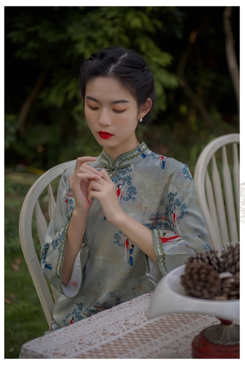 原创改良旗袍年轻款复古汉元素日常国风印花棉...