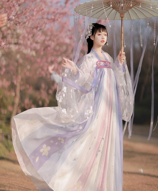 茗月萱齐胸襦裙套装汉服女刺绣正品春夏秋款日...