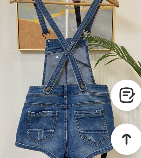 背带牛仔短裤 腰围72cm，裤长24cm，...