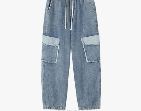 XYZ美式高街牛仔裤男士春夏个性潮牌多口袋...