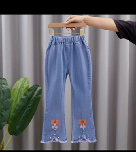 女童牛仔裤2022春秋新款中大童弹力喇叭裤...