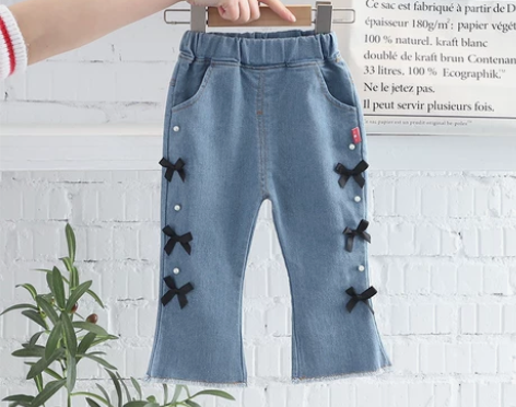 女童牛仔喇叭裤春秋儿童洋气女宝宝长裤中小童...