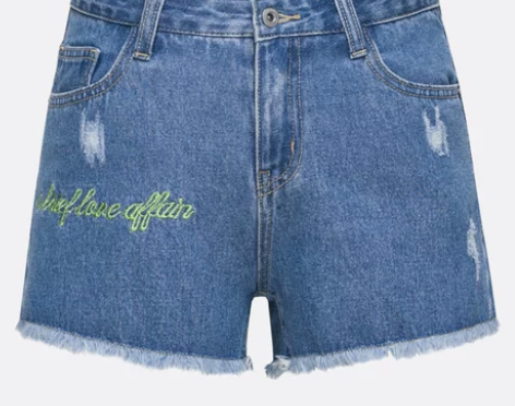 森马官方店牛仔短裤女夏季新款字母绣花韩版…...