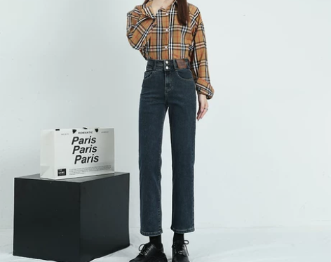 BRN网红烟管直筒牛仔裤女春秋2022年新...