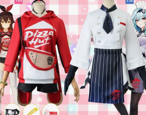 原神 必胜客联动cos 安柏cos服 优菈...