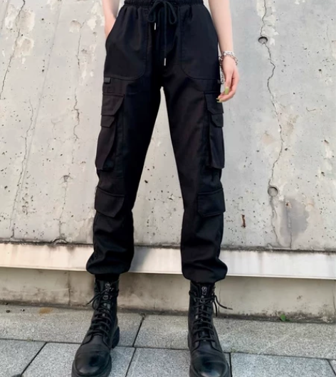 加绒工装裤女秋季2020新款束脚显瘦高腰裤...