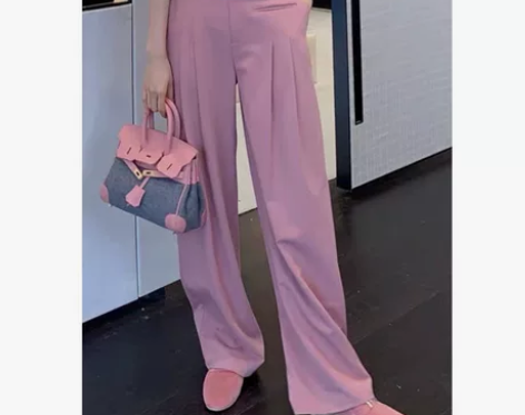 冷淡风高腰西装阔腿裤 垂感很好 后腰是松紧...