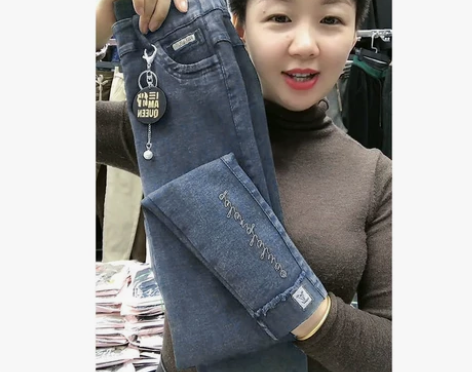 【全新包邮】弹力牛仔裤女秋冬高腰显瘦小脚九...