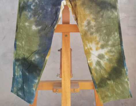 意大利印染扎染棉麻裤七分裤柔软透气 洗一未...