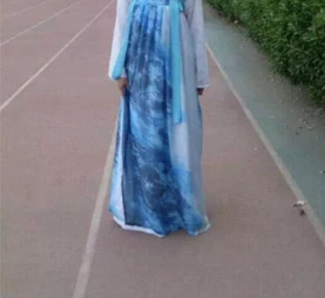 汉服女齐胸襦裙水墨蓝色 高中时期入的  就...
