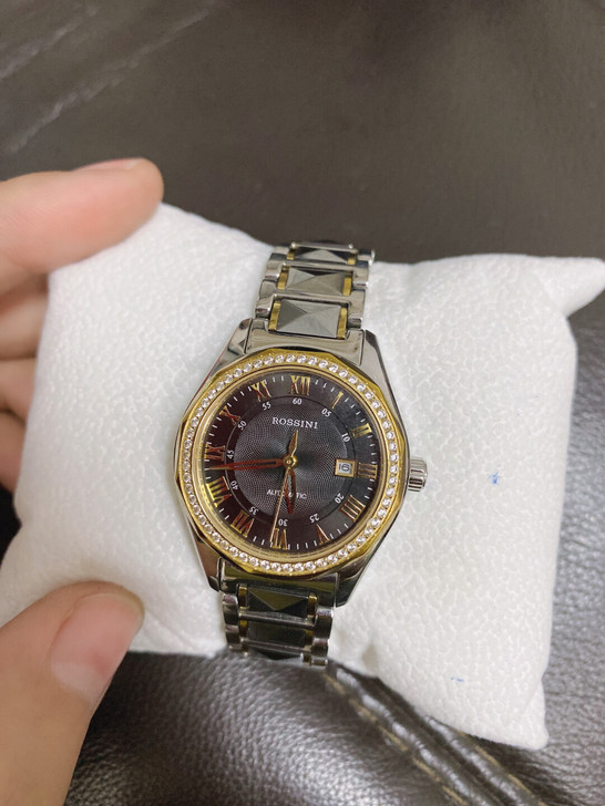罗西尼手表机械表,日历钨钢带钻防水女表64...