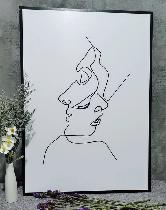 【全新包邮】小众抽象线条装饰画挂画北欧风人...