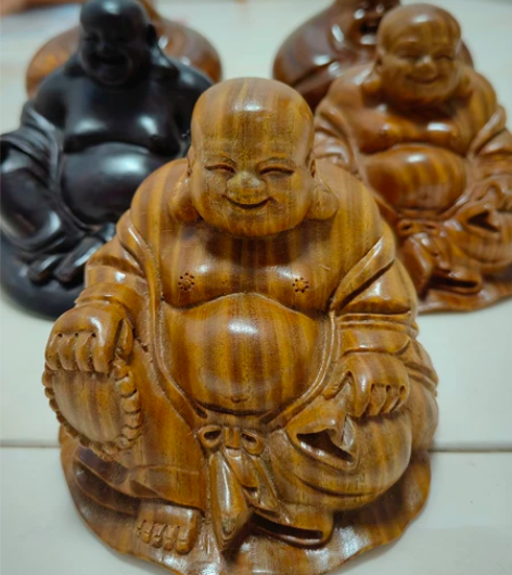 百分百实木雕刻弥勒佛像摆件,绿檀木雕,黑檀...