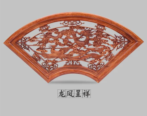 东阳木雕 香樟木工艺品茶字扇形家居墙壁装饰...